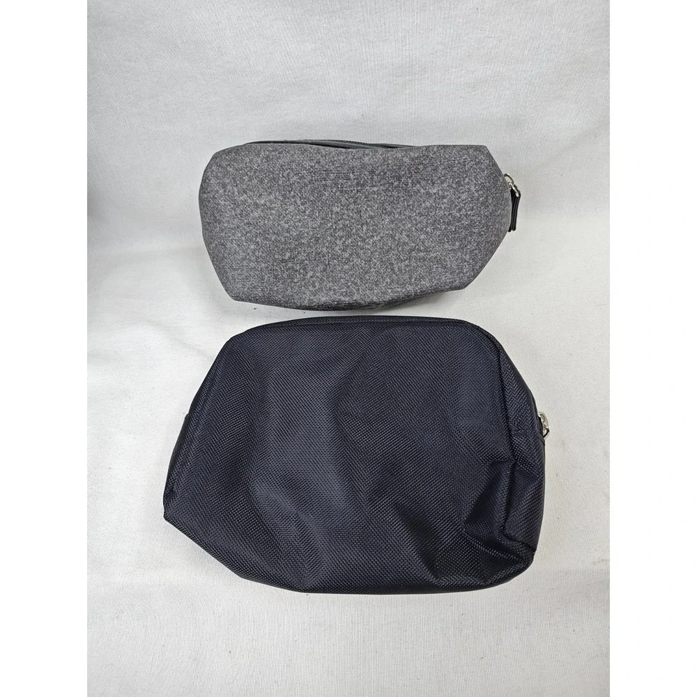 TUMI For Delta Travel Toiletry Bag Case Set Of 2 Black Gray Lot Of 2